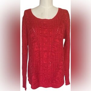So Perfect Pullover Fitted Red Acrylic Sweater Large